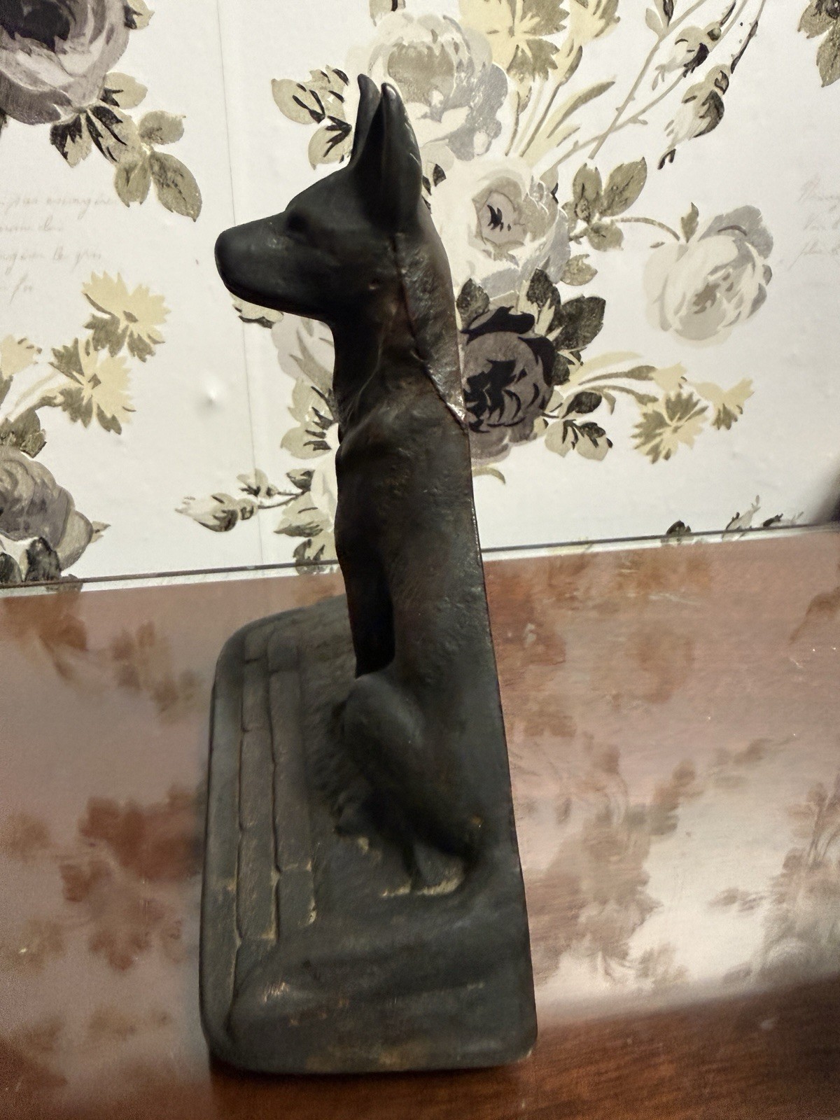 Vintage German Shepherd Book Ends Caste Heavy Metal Coppery Bronze Finish 5.75”