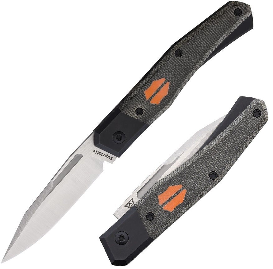 Suprlativ Infidel Folding Knife 3.13″ CPM-M4 Steel Blade Titanium/Micarta/G10
