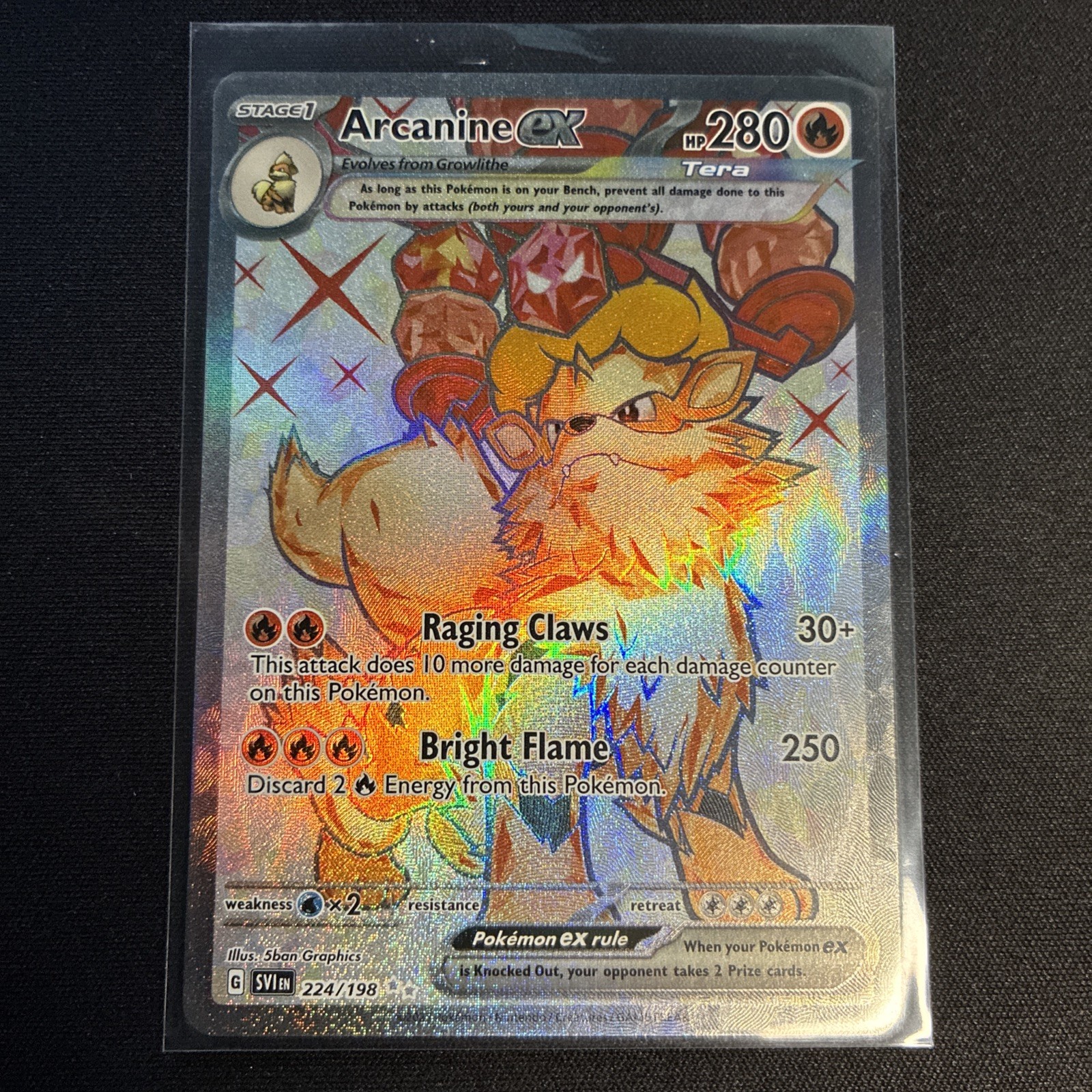 Pokémon Arcanine ex 224/198 SV01 Scarlet & Violet Ultra Rare Holo 280 HP