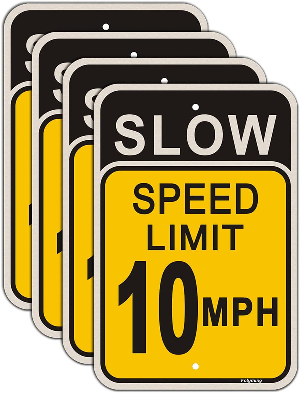 4 Pack Slow Speed Limit 10 MPH Sign 18 X 12 Inches Engineer Grade Metal Reflecti