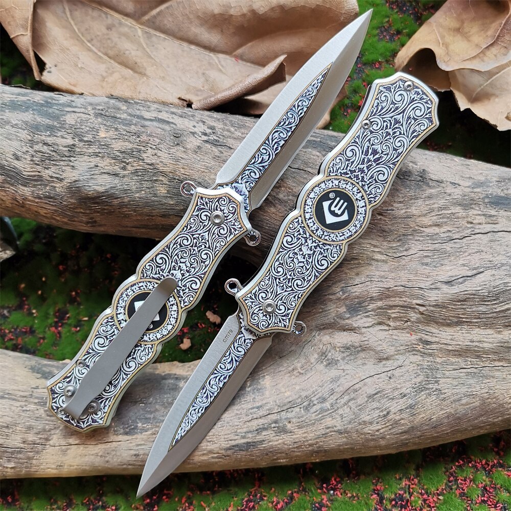 Exquisite hunting sharp folding knife, lightweight aluminum handle defense tool