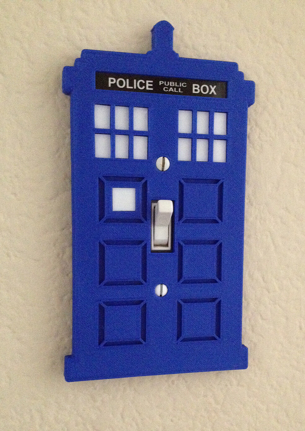 Doctor Who Tardis Light Switch Cover Plate (3D Printed Blue PLA Plastic) *New*