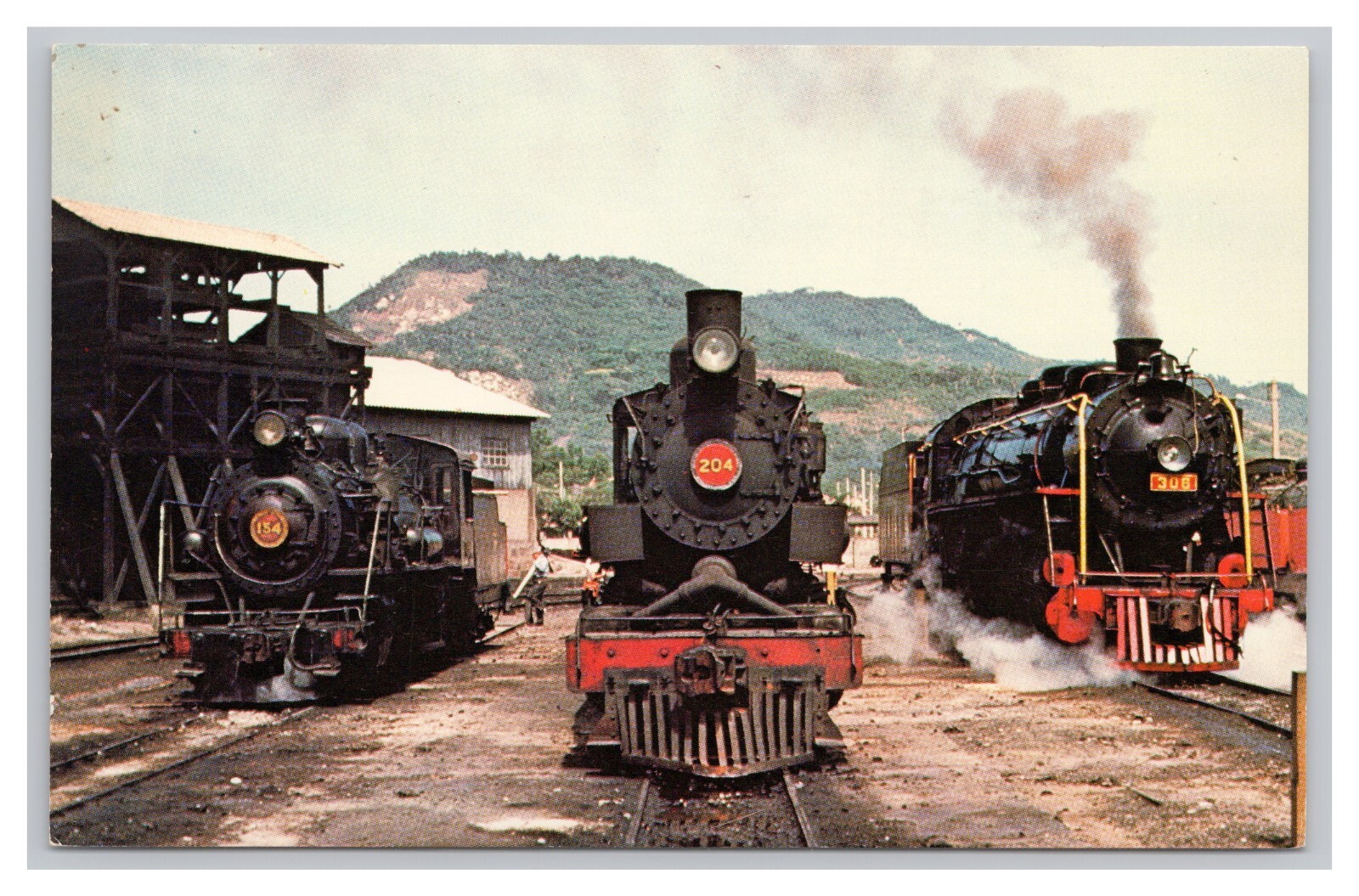 South America Steam Locomotives 154 Alco, 204 & 306 Baldwin Railway Postcard