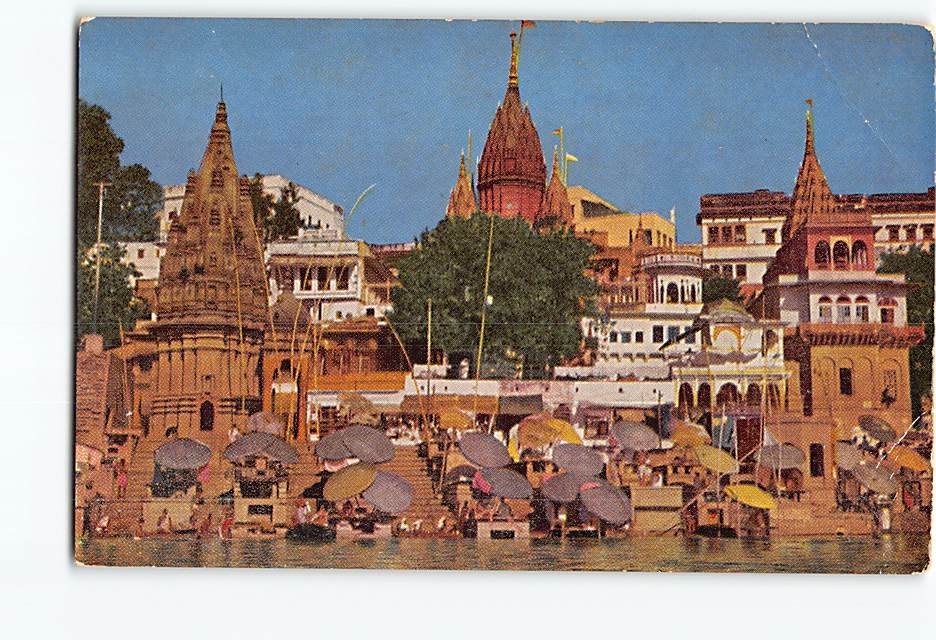 Postcard Manikarnika Ghat in Varanasi India