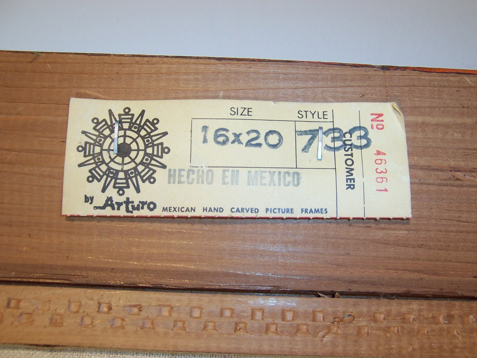 Vintage Signed Arturo Painted Gold Gilt Hand Carved Wood Mexican Picture Frame
