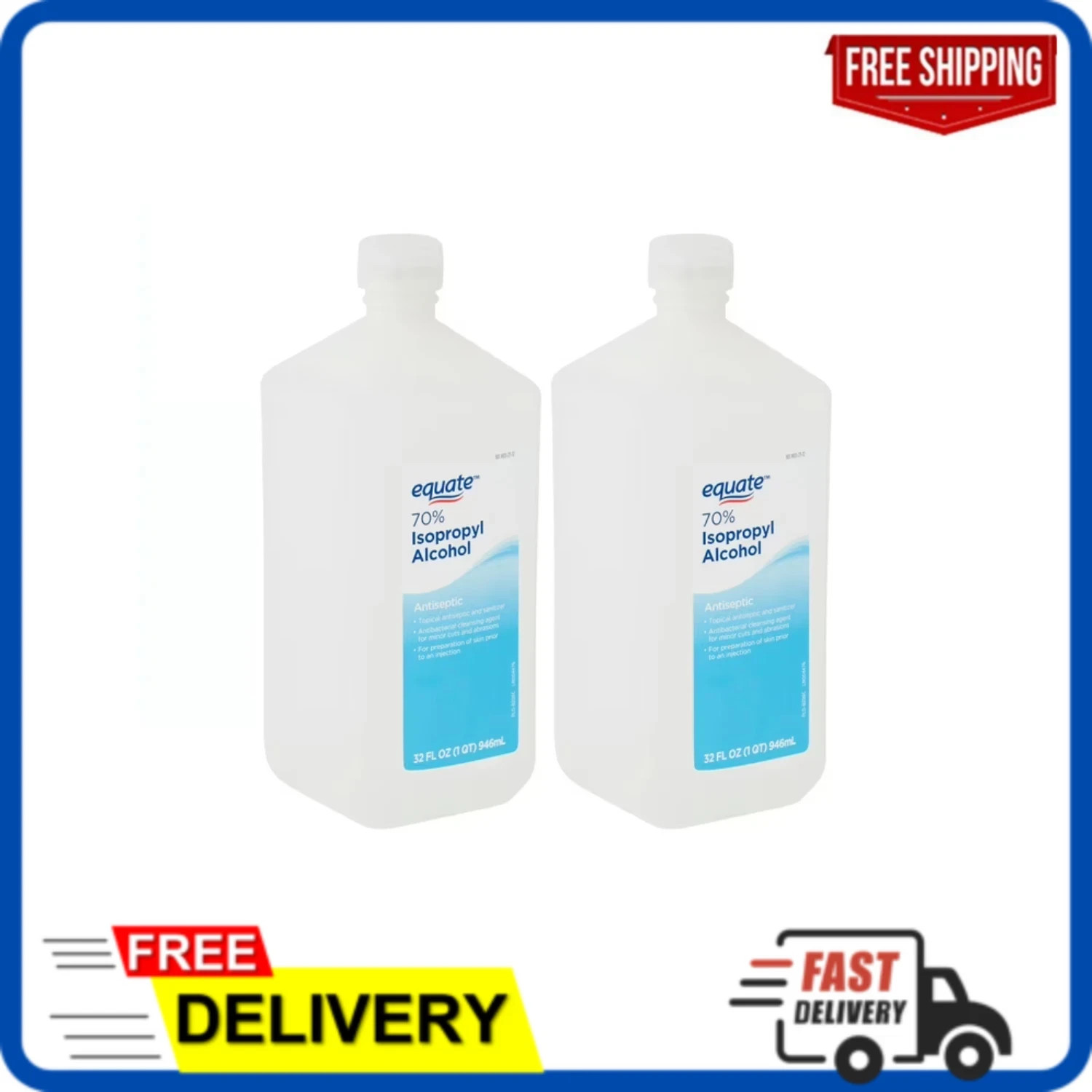 EQUATE 70 Isopropyl Rubbing Alcohol – 32oz (02 PACK)