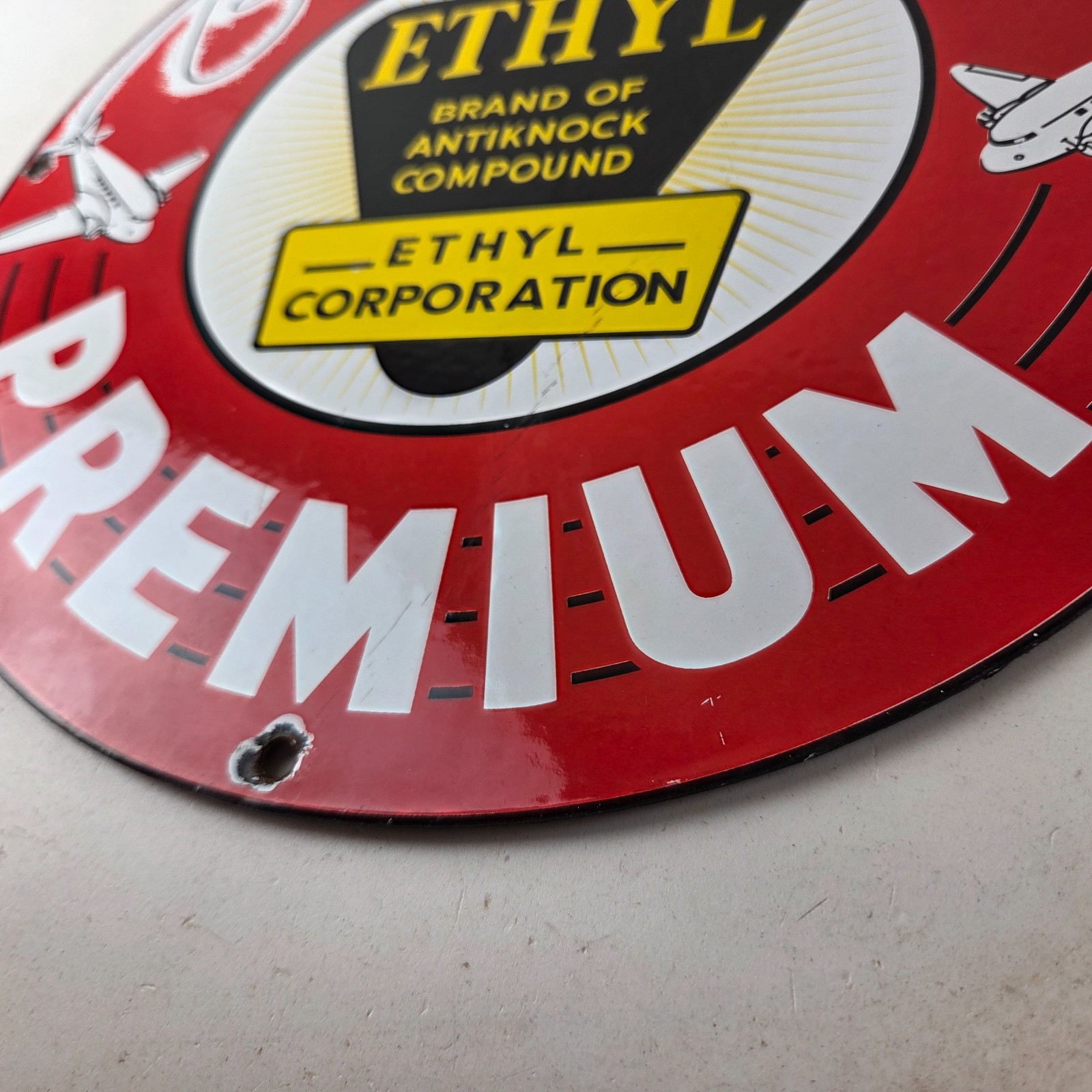 Vintage Billups Sign – Gas Premium Ethyl Pump Service Porcelain Sign