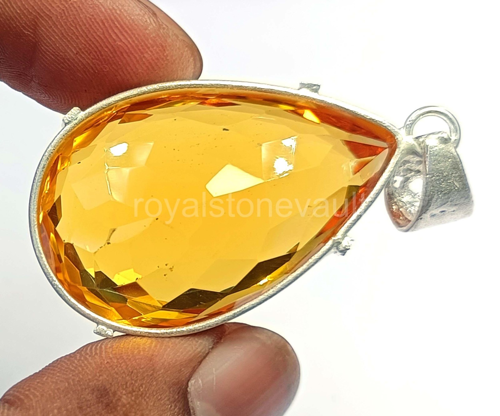101.4Ct Natural Yellow Sapphire Pendant Pear Shape 925 Silver IGL Certified 5JOY