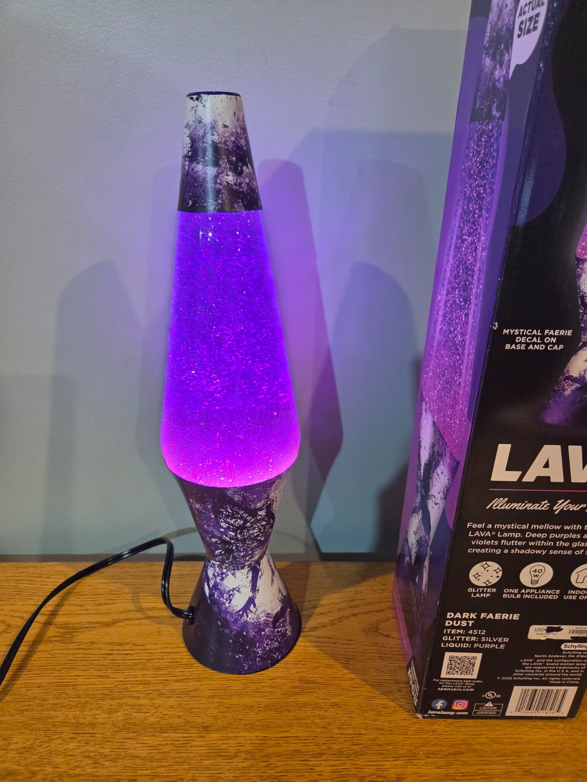 Schylling Dark Faerie Dust Lava Lamp 16.5″ Silver in Purple Liquid Spencers Exc