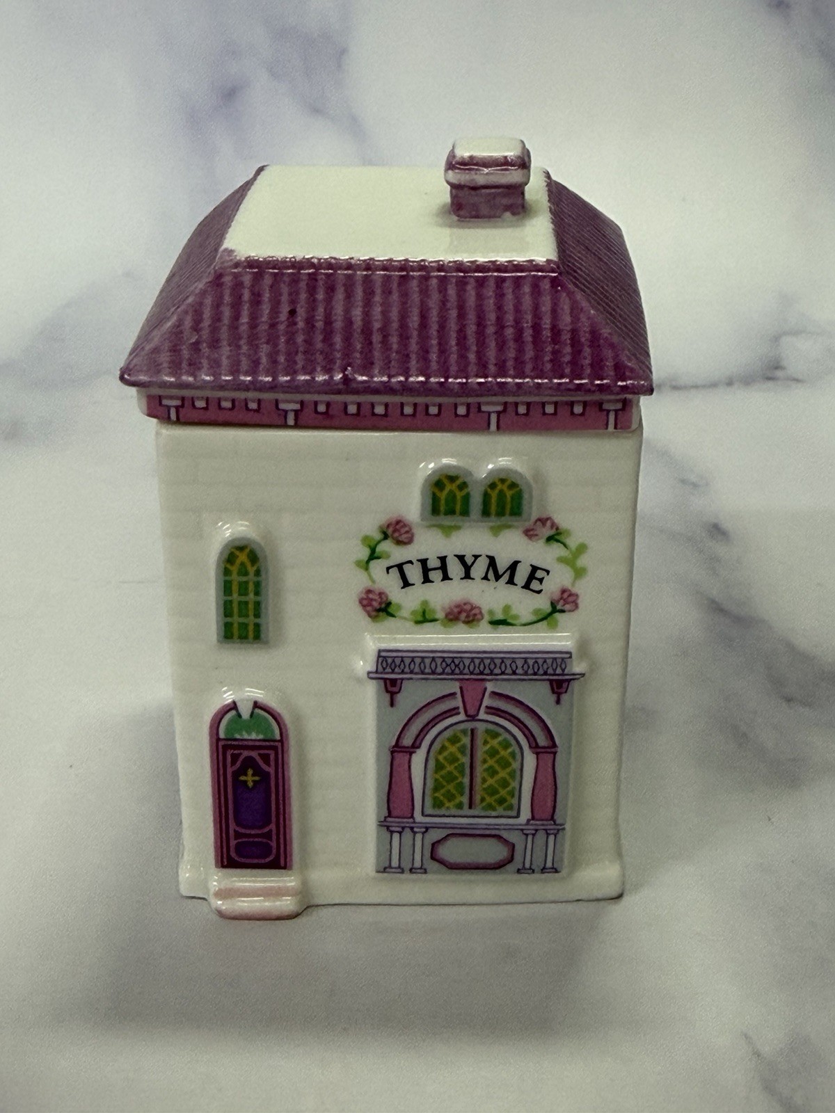 1989 Lenox Spice Village THYME Porcelain House Spice Jar