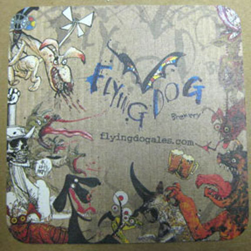 FLYING DOG BREWERY Beer COASTER, Mat with DOGS, Frederick, MARYLAND, 2008 issue
