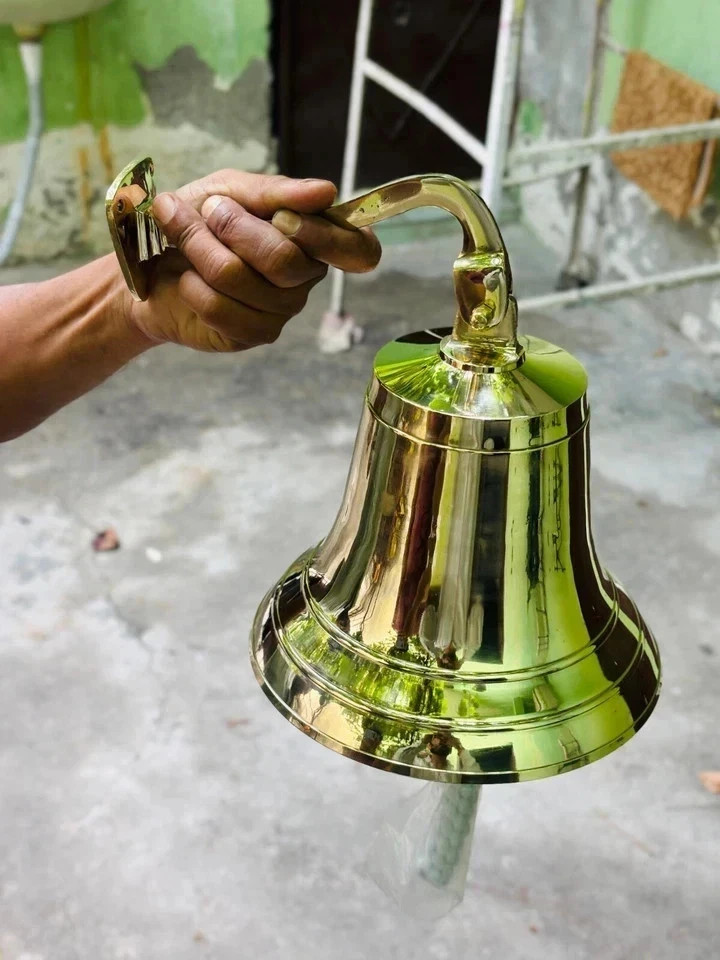 New 11″ Large Nautical Solid Brass Ship’s Bell Marine Maritime Wall Boat Decor