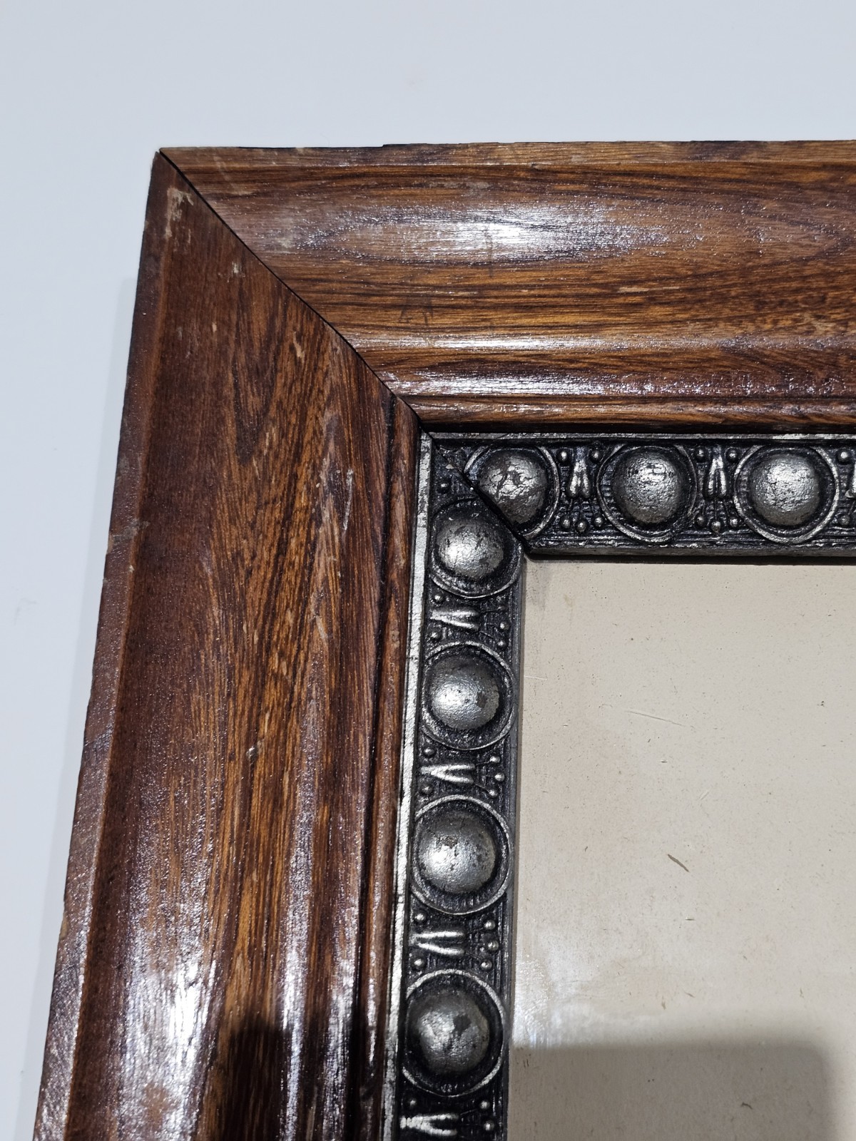 Antique 19th Century Victorian Silver Gilt Gesso and Oak Picture Frame/ Photo