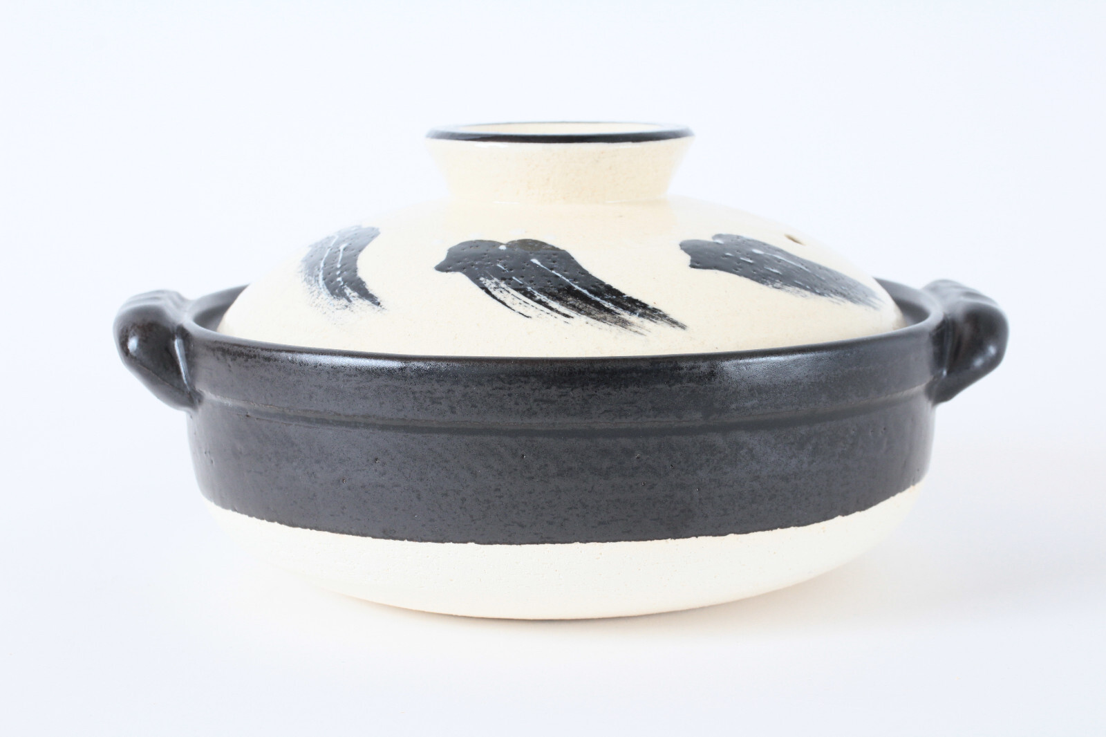 Banko ware Japanese Pottery Clay Pot Donabe (7.1inch) Black Whale