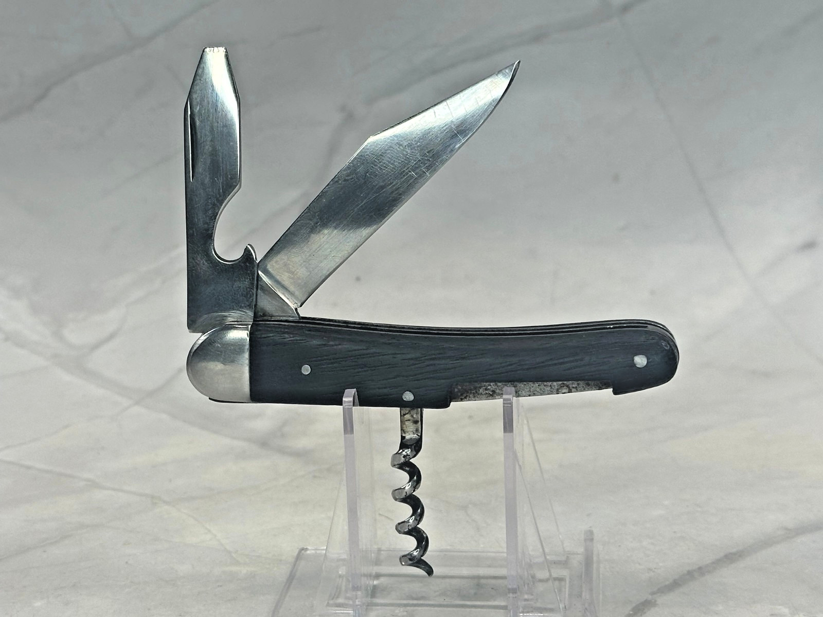 Vintage INOX Hoffritz Italy Multi Tool Knife Walnut Wood Scales