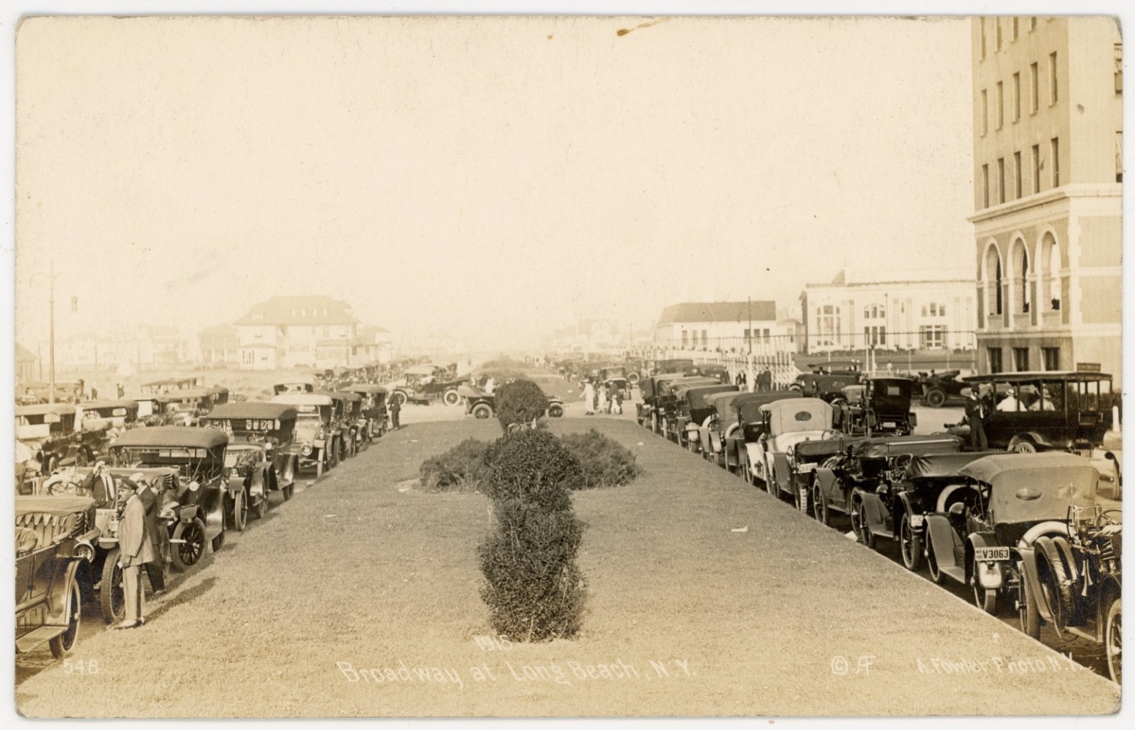Broadway Long Beach New York RPPC Early Autos Resort Street Scene c1915