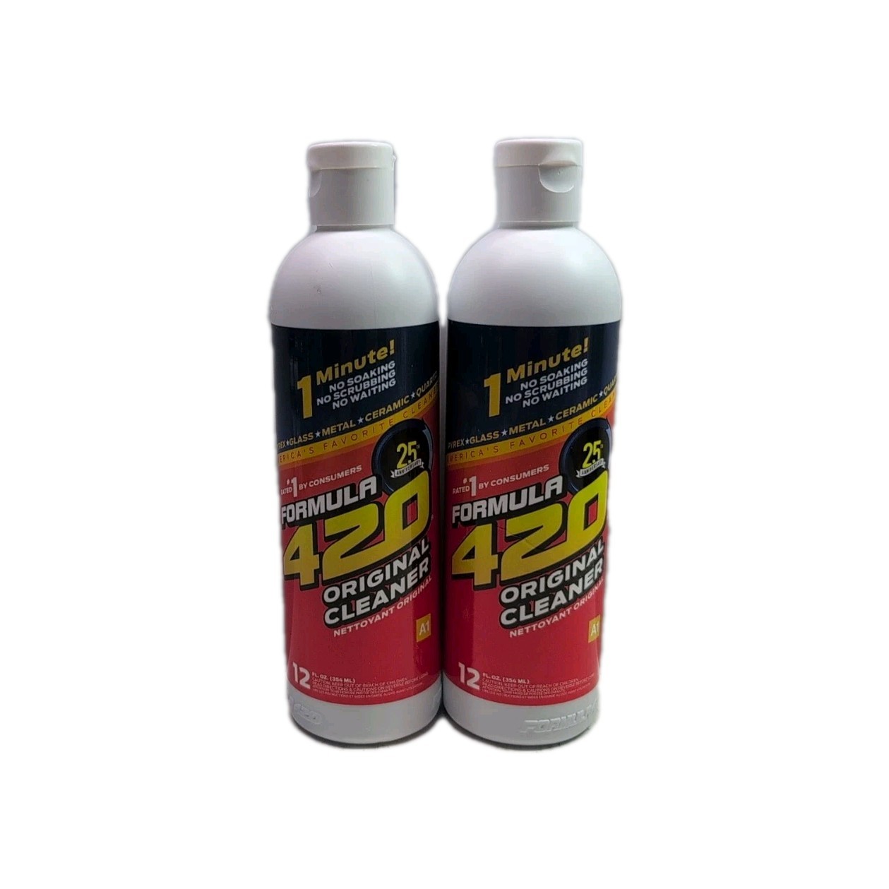 Formula 420 Cleaner 2 x 12 oz Bottles Pipe Pyrex Metal Glass Ceramic 1 Minute