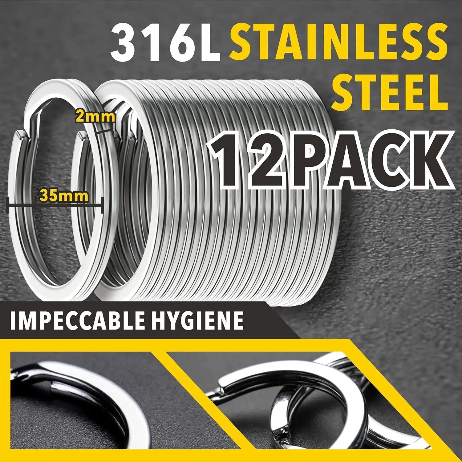 10/30pcs Stainless Steel Split Key Rings Round Keychain Ring for DIY Crafts