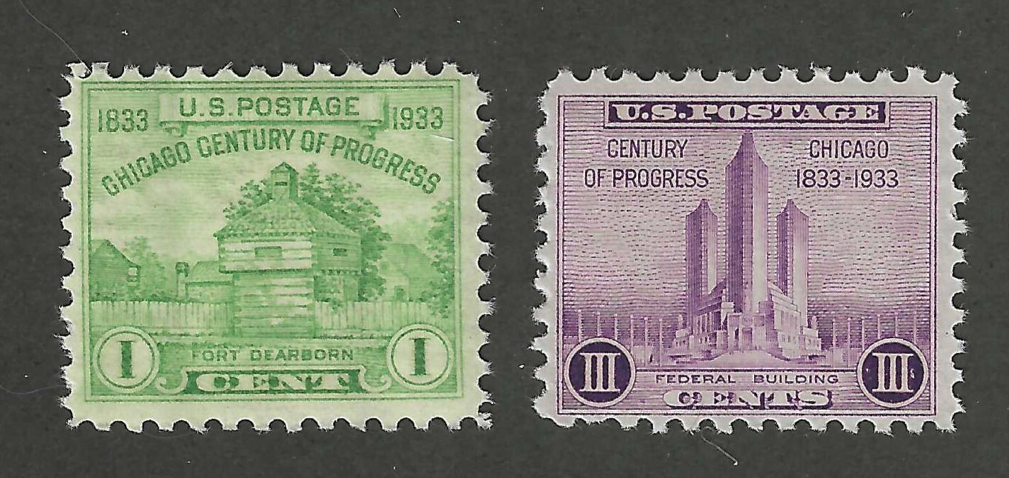 1933 CENTURY OF PROGRESS WORLD’S FAIR – CHICAGO – 2 U.S. STAMPS – MINT CONDITION