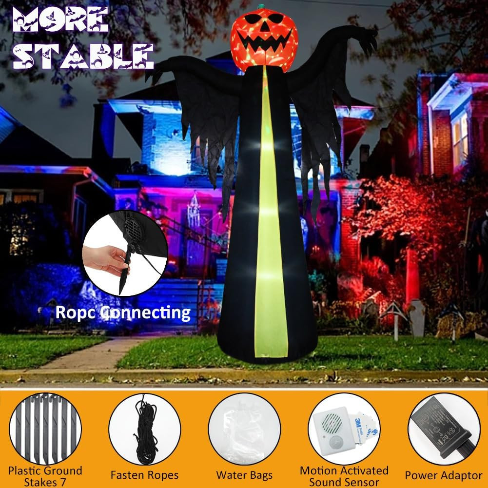 10.3Ft Halloween Inflatable Pumpkin Ghost, Halloween Blow up Yard Decoration wit