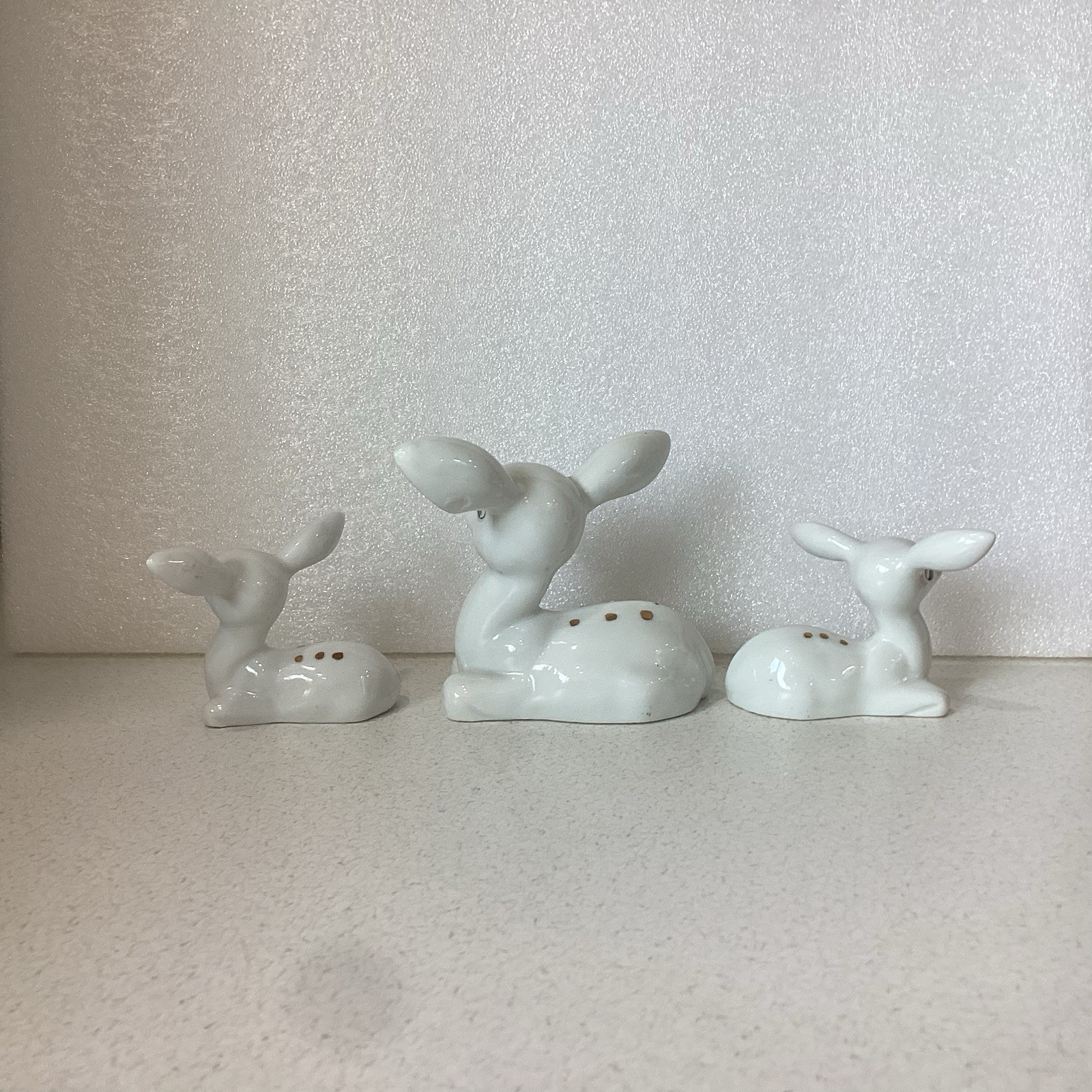 Vintage MCM Rossini Japan Kitsch Deer 1 Doe And 2 Fawns Porcelain Figurines