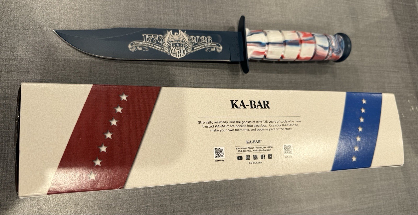KA-BAR/ CUTCO USA 250th Anniversary Limited Edition Fixed Blade Knife – 1/2500
