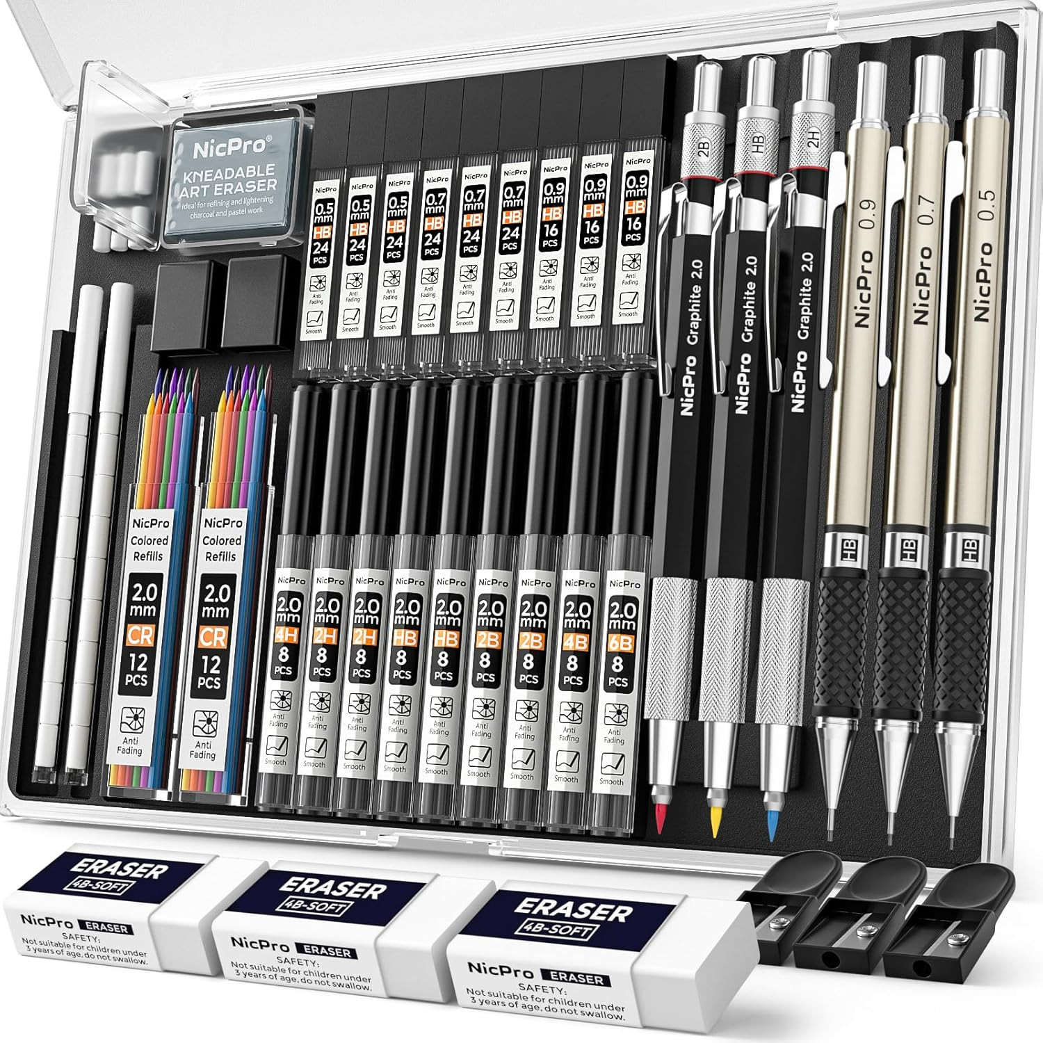 35PCS Art Mechanical Pencil Set, 3 PCS Metal Drafting Pencil | 0.5 & 0.7 & 0.9Mm