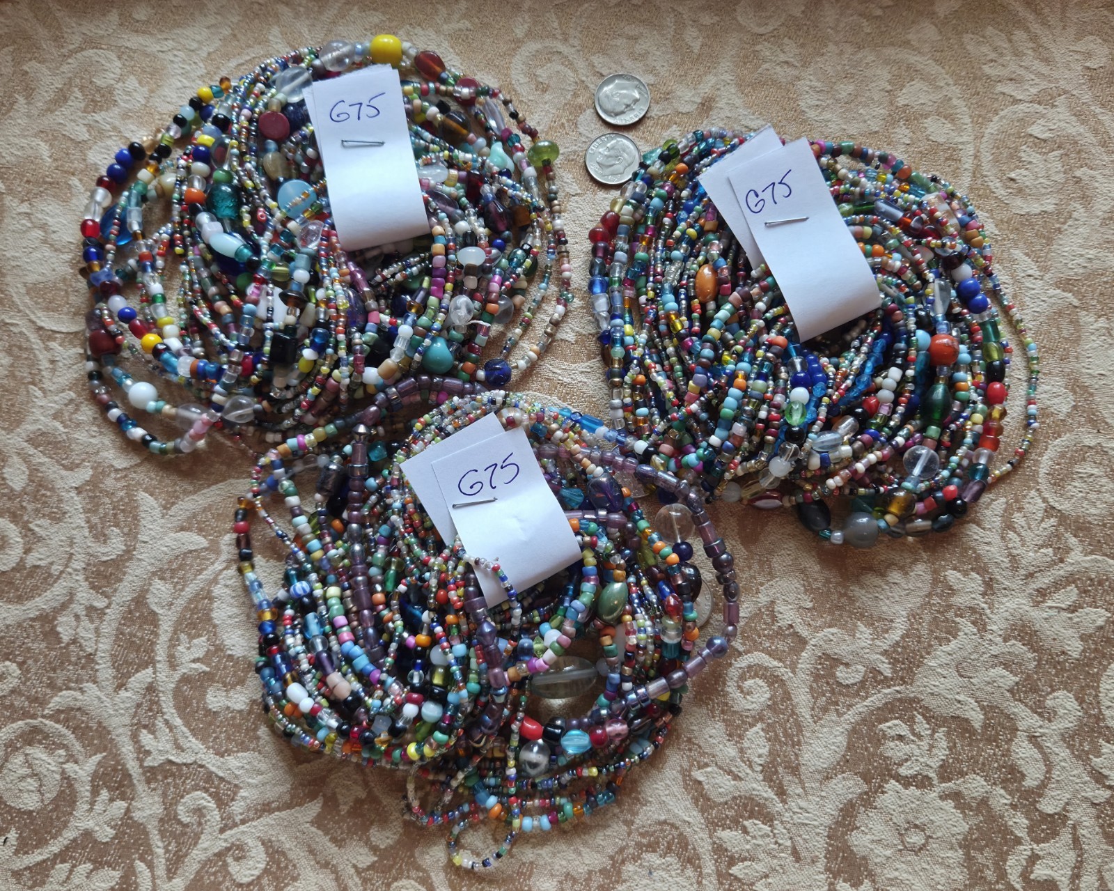 G75-From New Orleans /Mardi Gras /Parade-Glass Carnival Beads-lot of 3 dozen