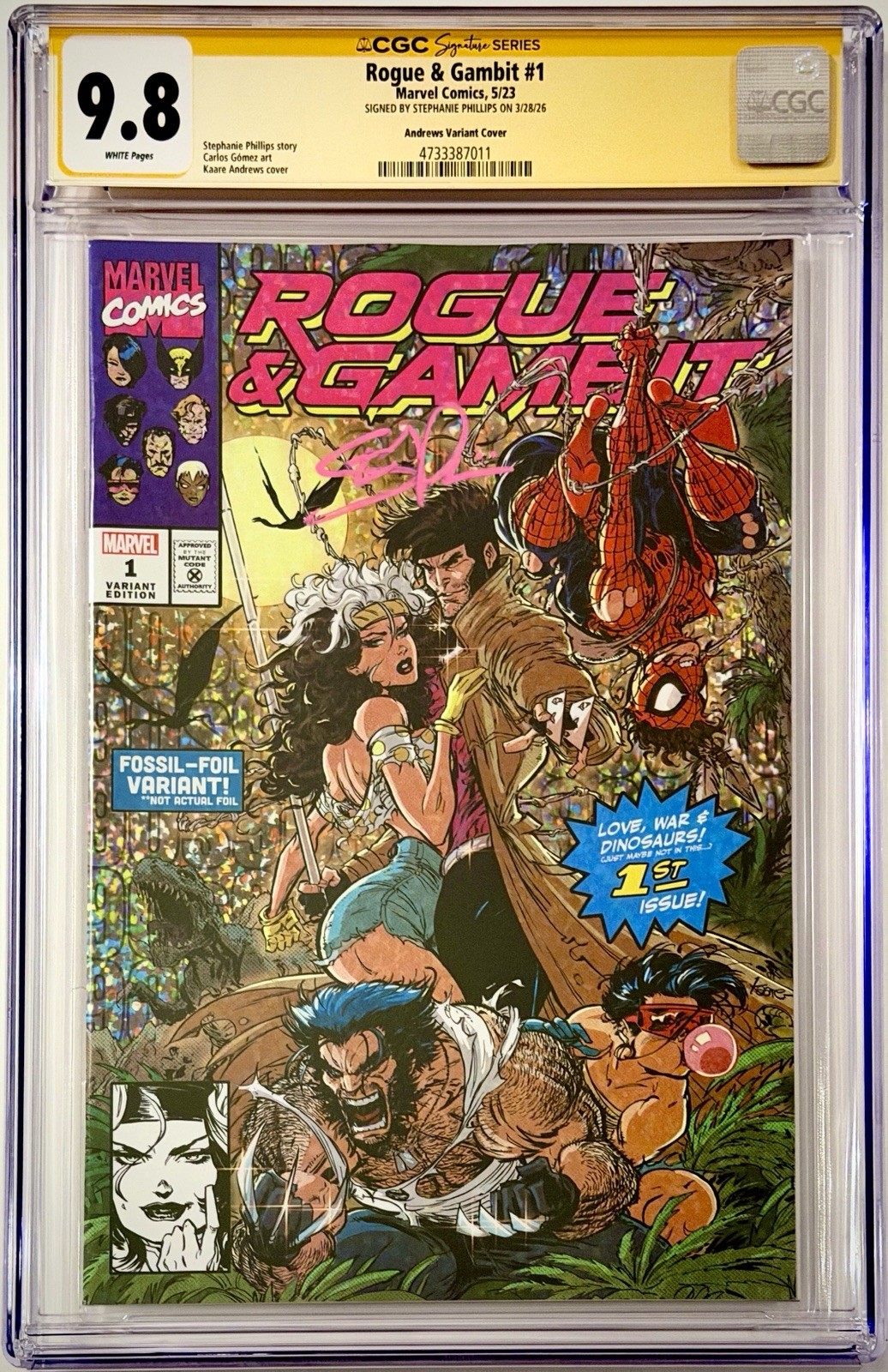 Rogue & Gambit 1 – CGC SS 9.8 Kaare Andrews Variant Signed by Stephanie Phillips