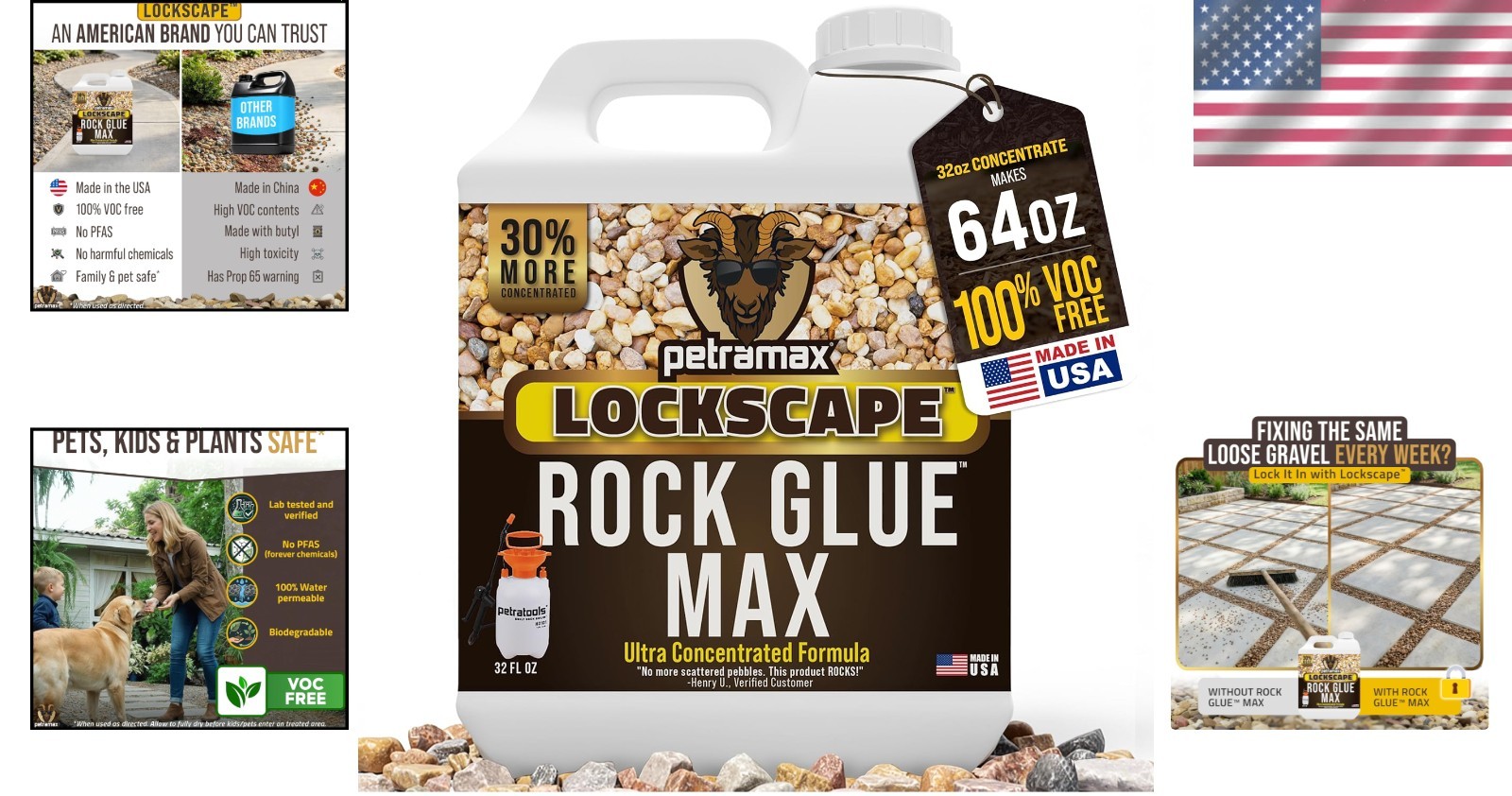 High-Performance Rock Glue 32 Oz – Water-Resistant Pet Safe Landscaping Solution