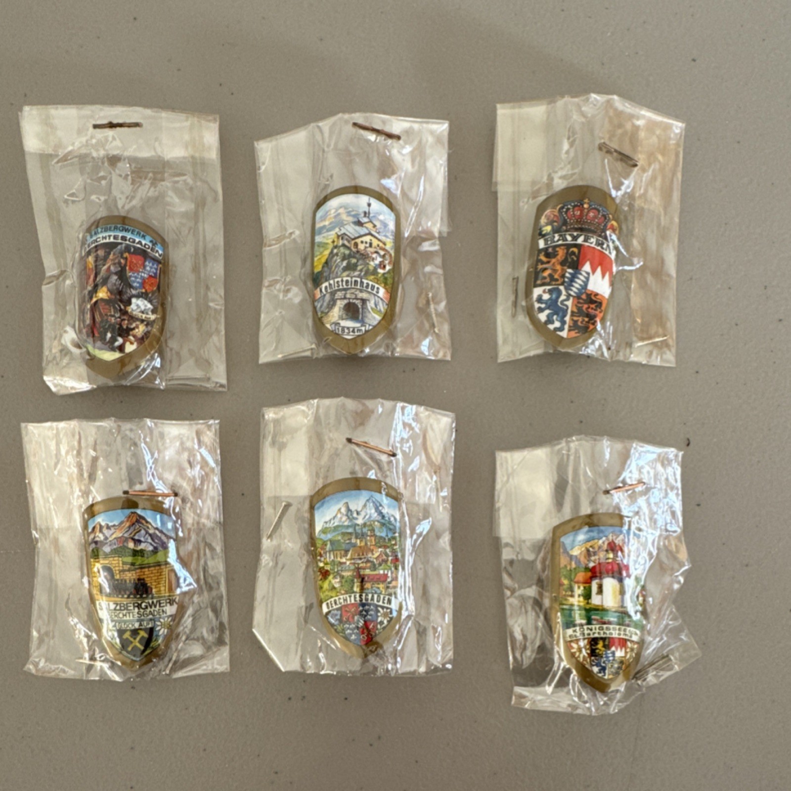 Lot of 6 International Walking Stick Souvenir Shields