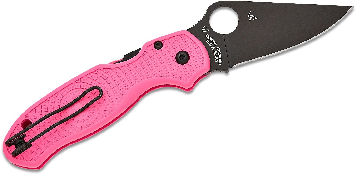 SPYDERCO PARA 3 LIGHTWEIGHT FOLDING KNIFE PINK FRN BLACK CTS-BD1N SS C223PPNBK