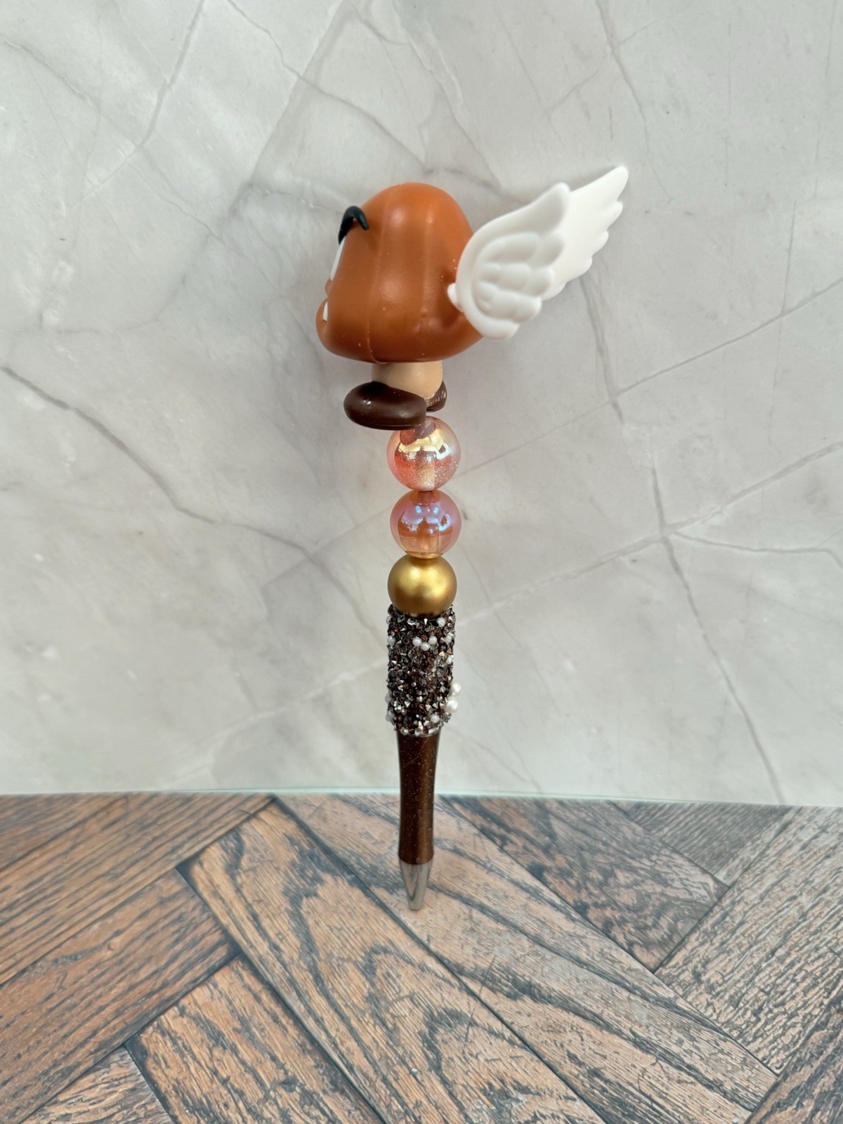 Beaded pen! Custom Gifts! BLING! Basket Fillers! Collect! GombA Brown