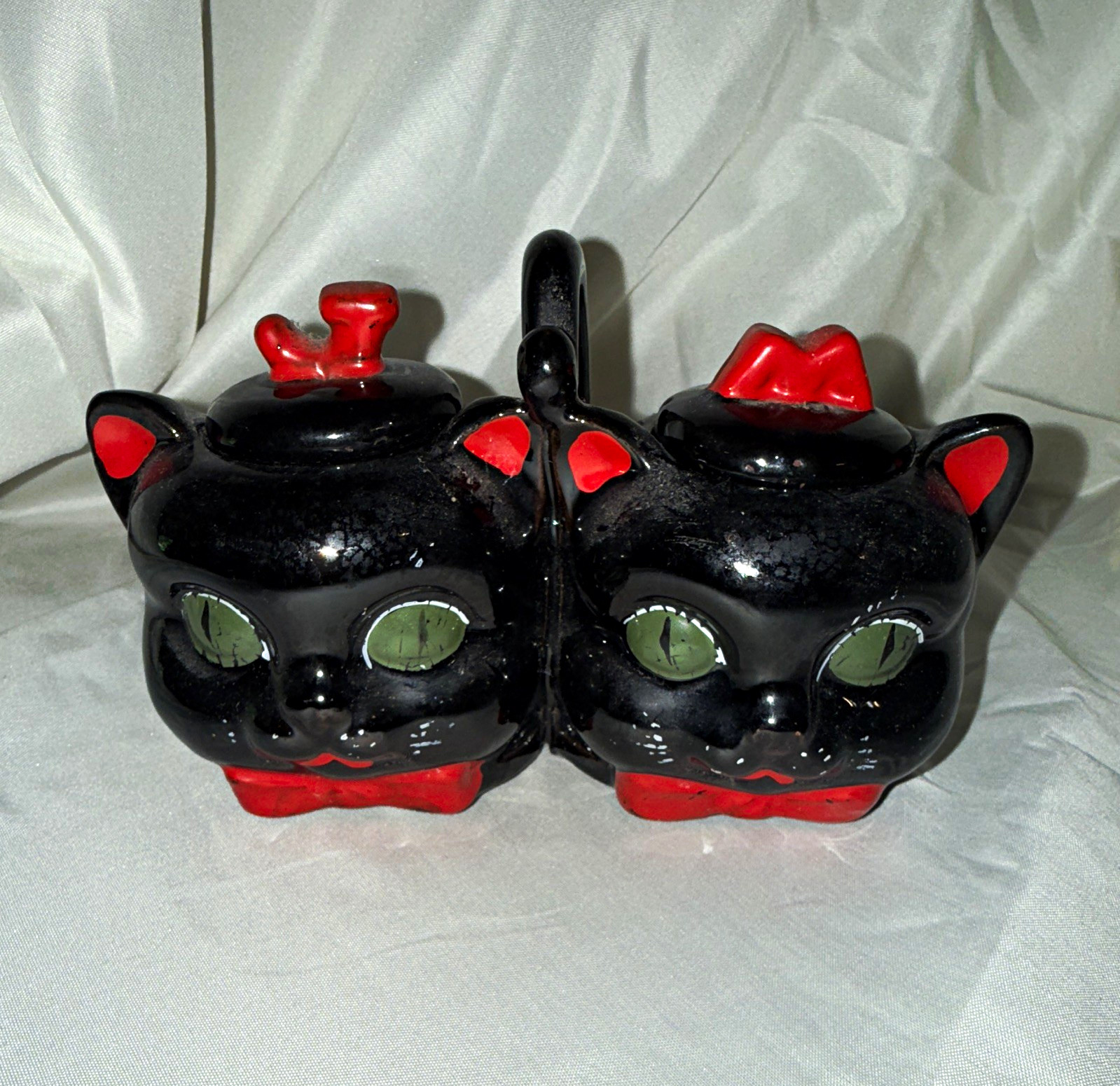 1950s Shafford Japan Black Cat Condiment Set