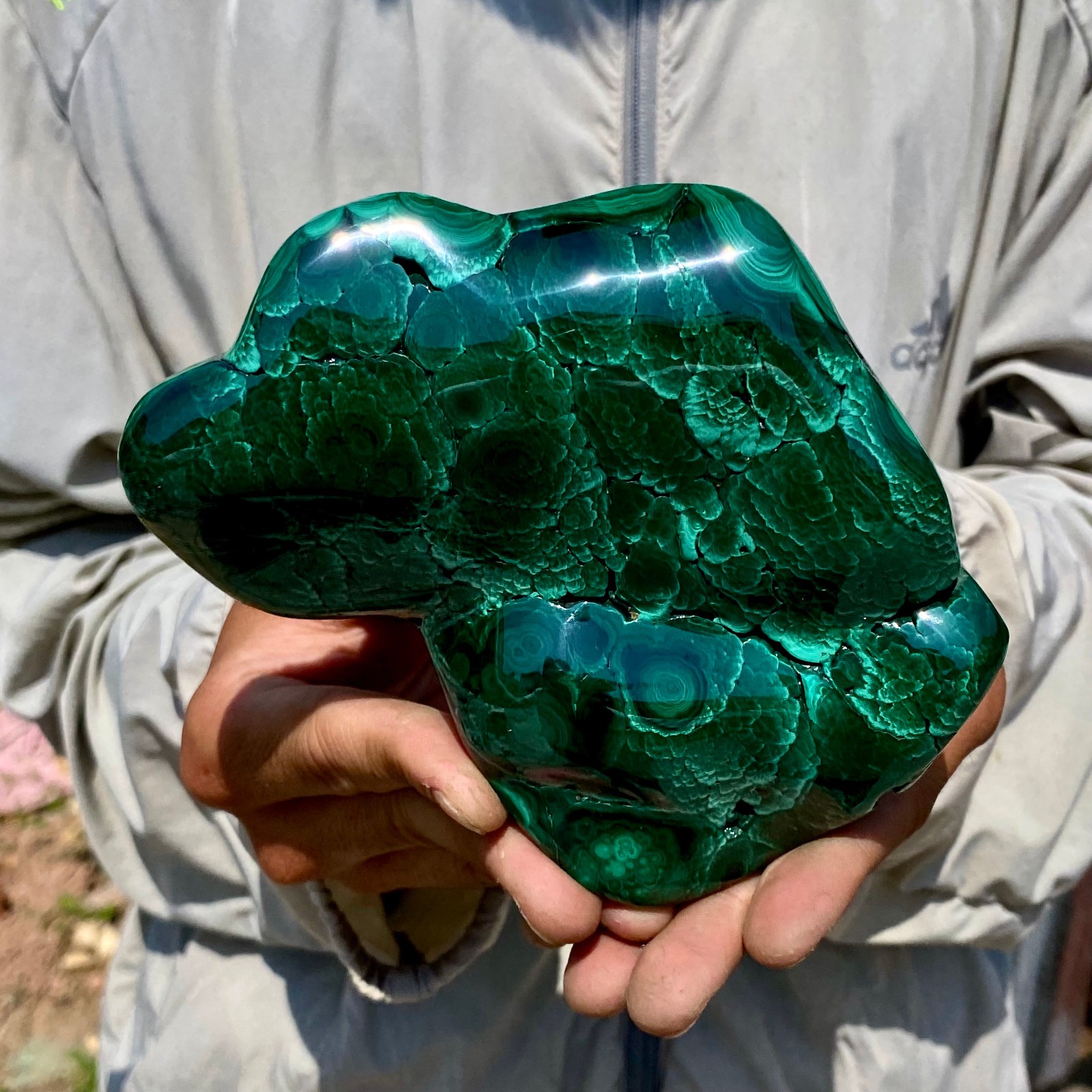 2.35LB Natural Polished Malachite Mineral freeform specimen Reiki Stone