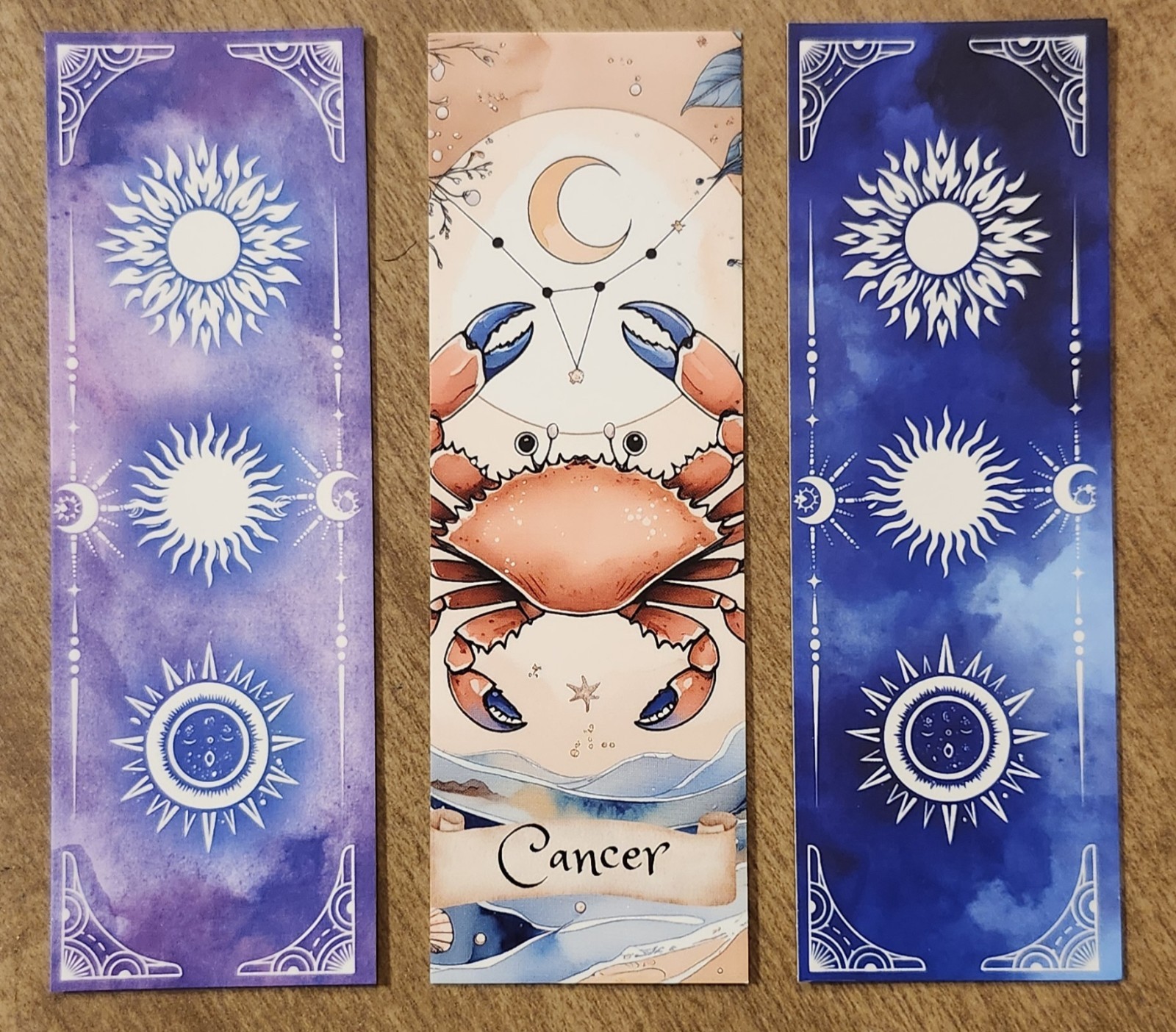 Cancer Zodiac Astrology Set of 3 Bookmarks, 4.8″x1.6″ Small bookmarks