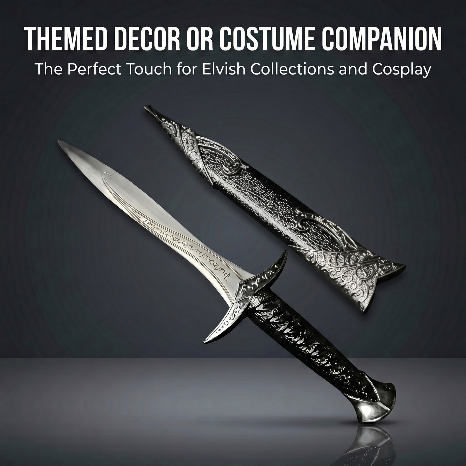11″ The Hobbit Fantasy Black Sword Dagger Replica (Sting)