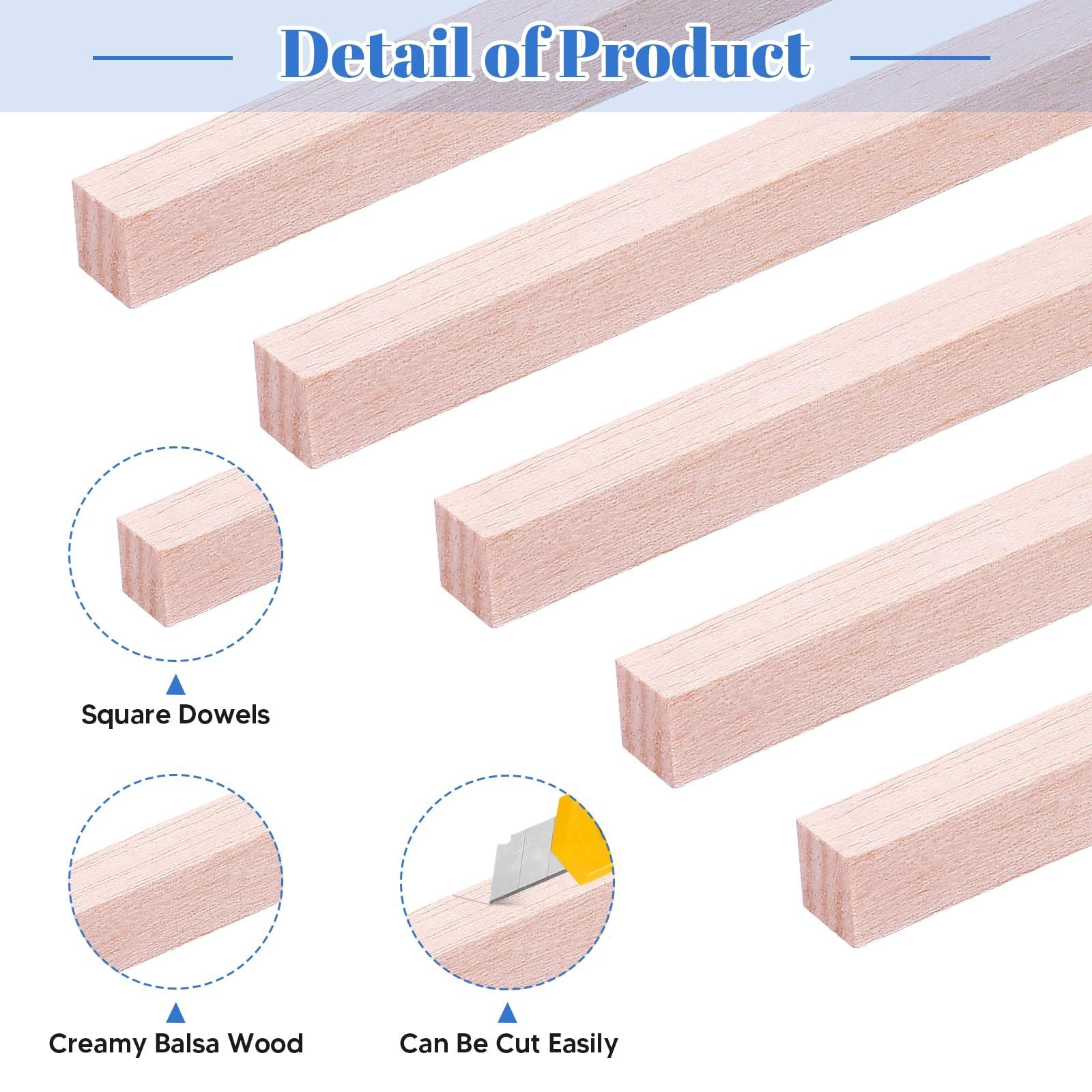 30 Pieces Balsa Wood Sticks 1/2 x 1/2 x 12 Inch Wood Strips Balsa Square Wood…
