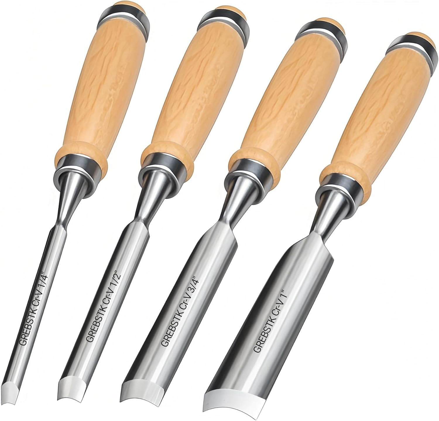 4Pcs Semicircle Chisel Set Carpenter Gouge Chrome Vanadium Steel Semi-Circular C