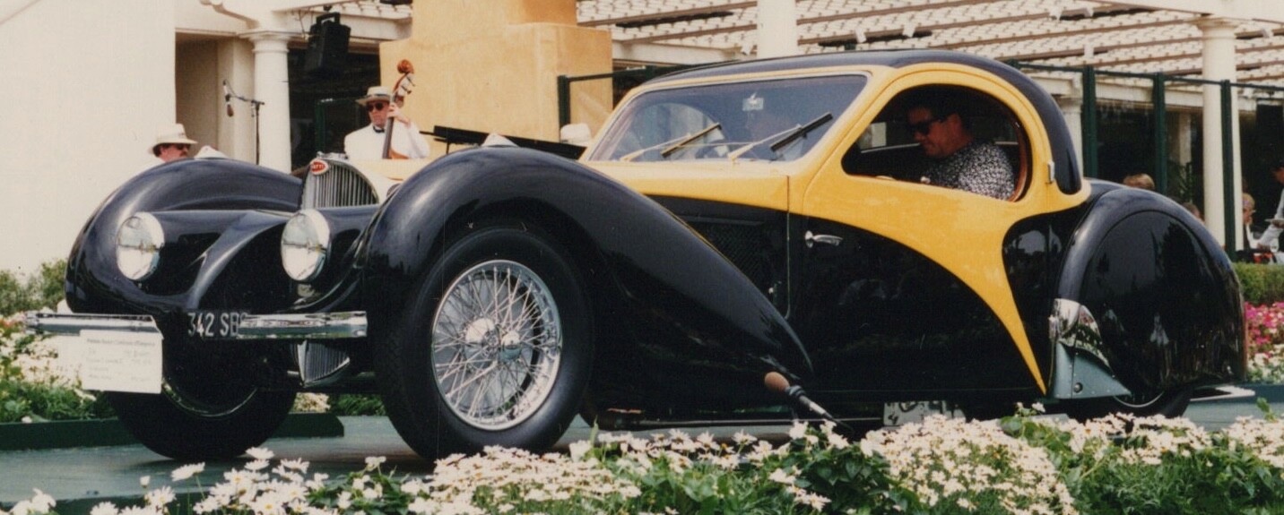 1937 Bugatti Type 57SC Atalante Black and Yellow Elegant Curves Classic