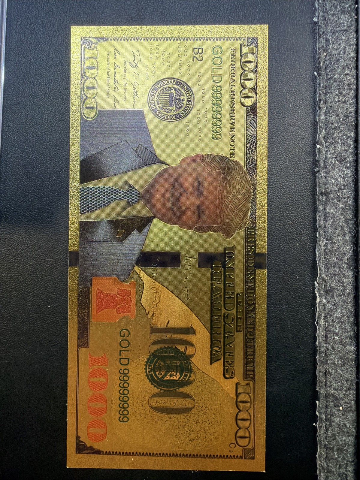 47th President Trump Gold Color Foil Fridge Magnet $1000 Bill Novelty Gift