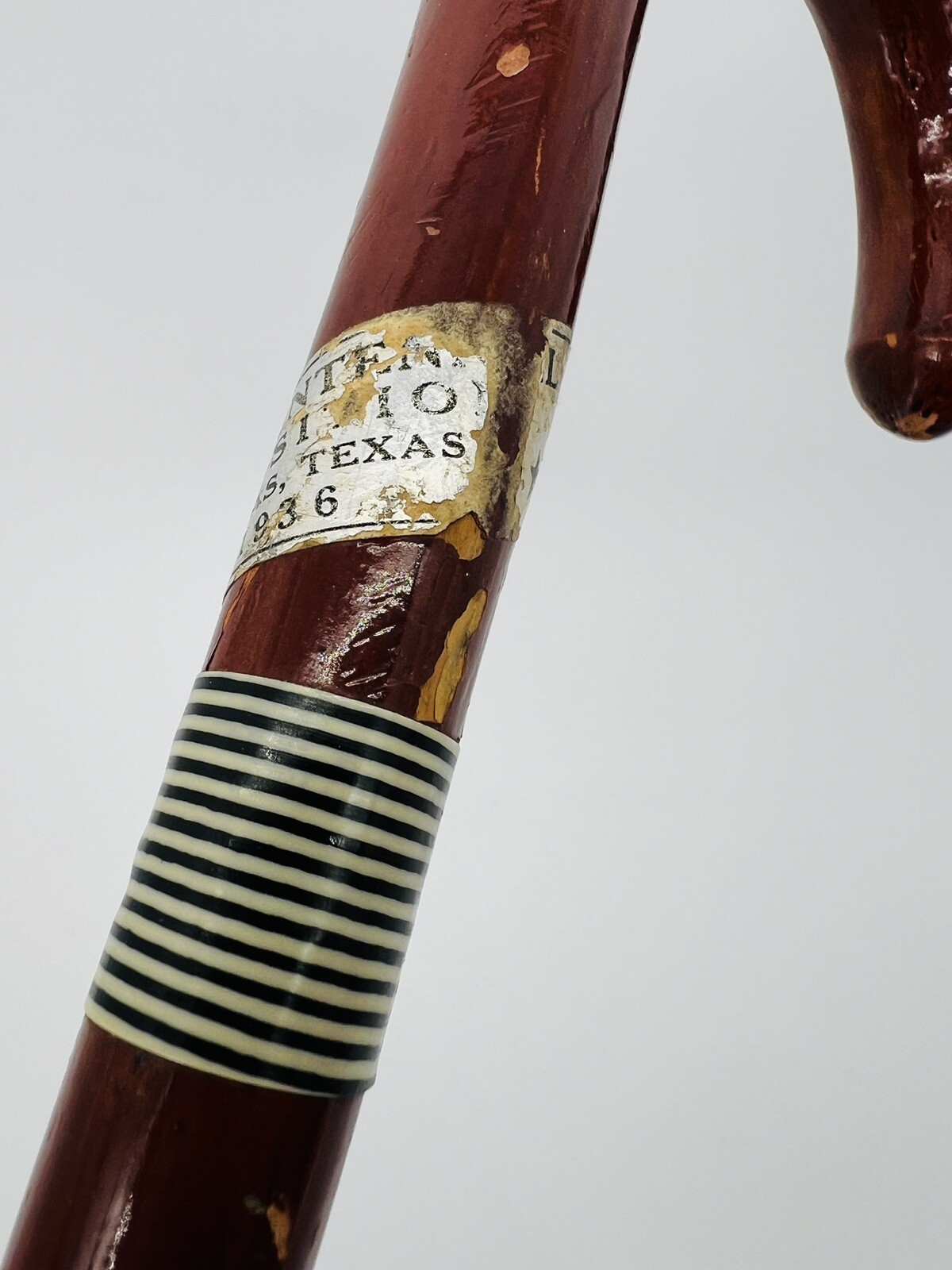 Texas Centennial Exposition Dallas 1936 Walking Cane Stick Original Label 35.5”