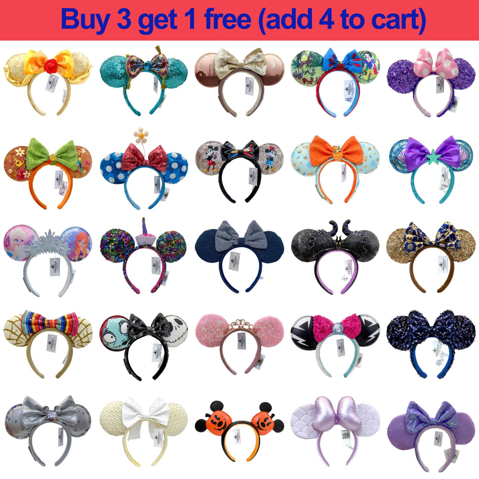 Disney-Parks Ears Minnie Mouse Ears Mickey Bow Beauty & the Beast Headband