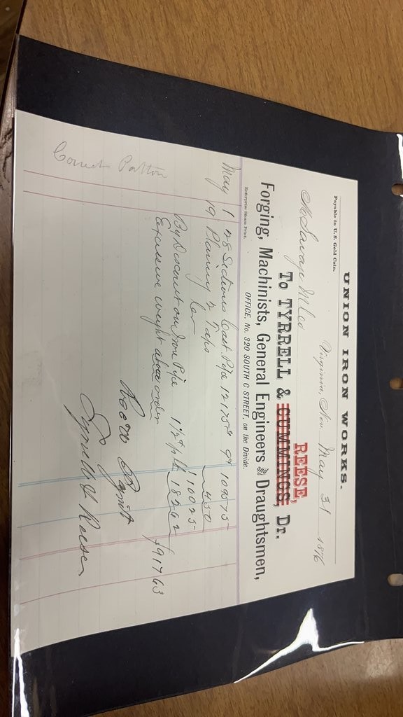 1876 Union Iron Works Invoice