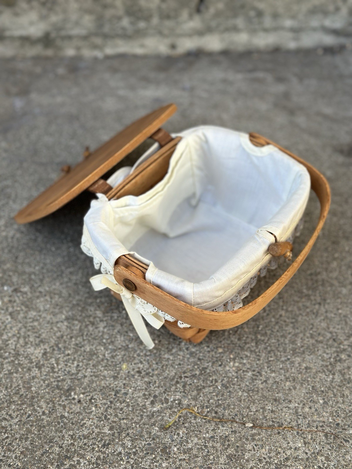 Vintage Longaberger Kiddie Purse Basket Decor Farmhouse No Plastic Liner
