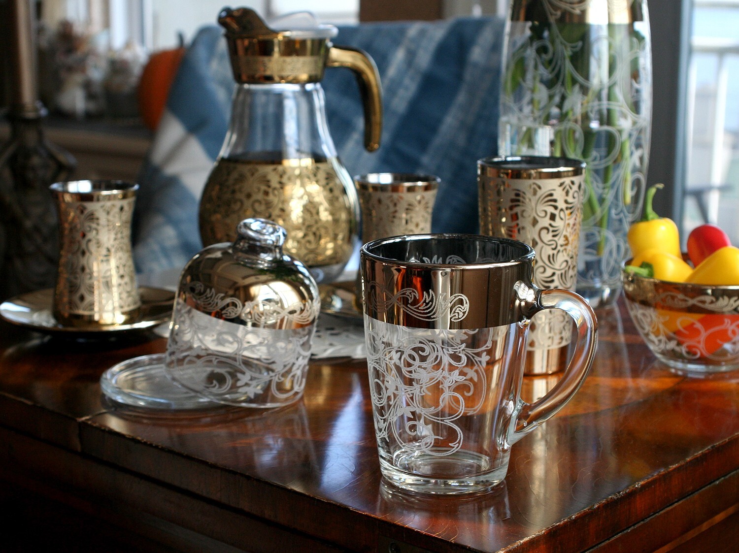 Inspiration Glass Mug Set Tea Coffee Cup Teacup Set Gold Mugs 2 x 10 oz Cups