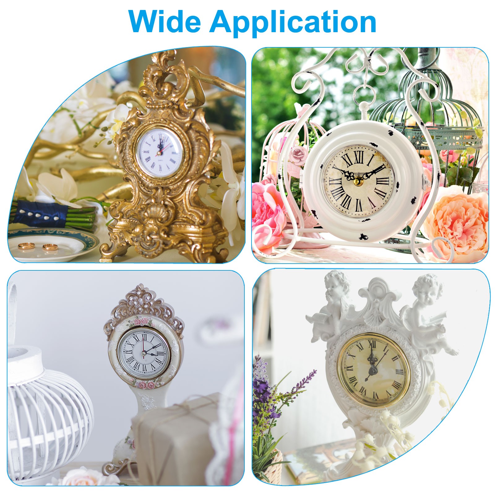 3.5″ 90mm Quartz Arabic Clock Insert Fit 78mm/3.1″ Black/White, Style 14
