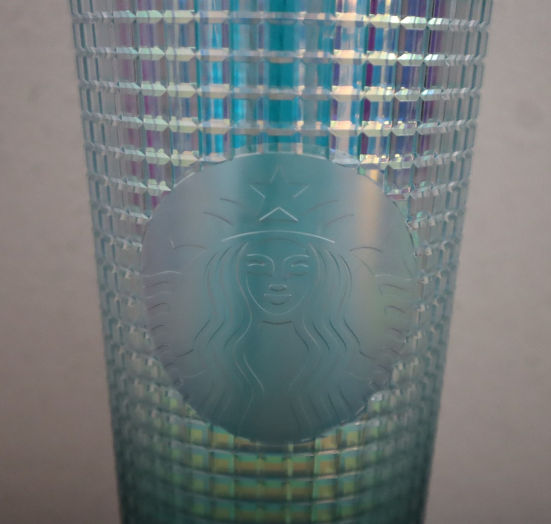 Starbucks Jade Green Gradient Grid 24oz Tumbler Cup