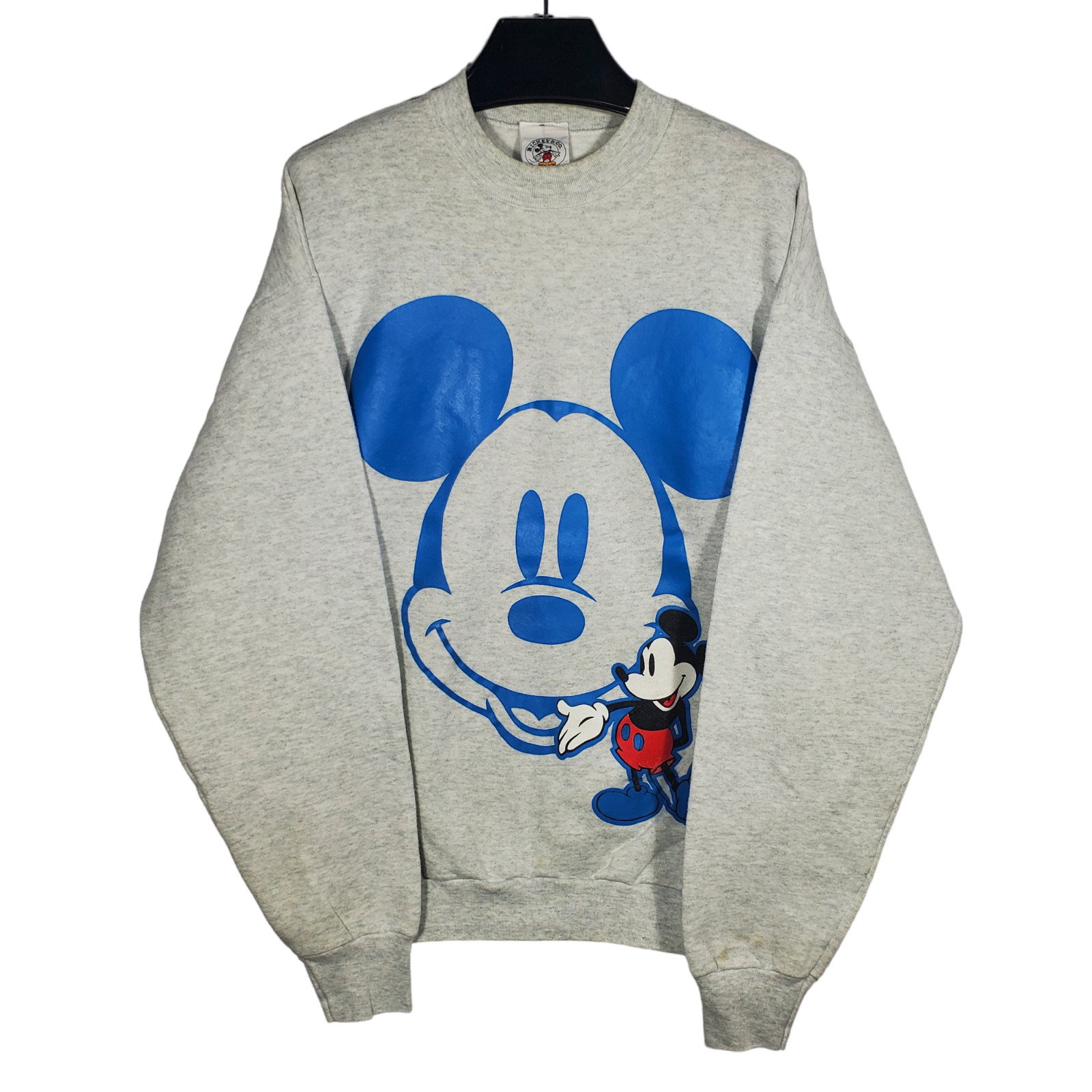 VTG 90s Mickey Mouse Face Logo Sweatshirt Mens XL Gray Blue Disney Mickey Co