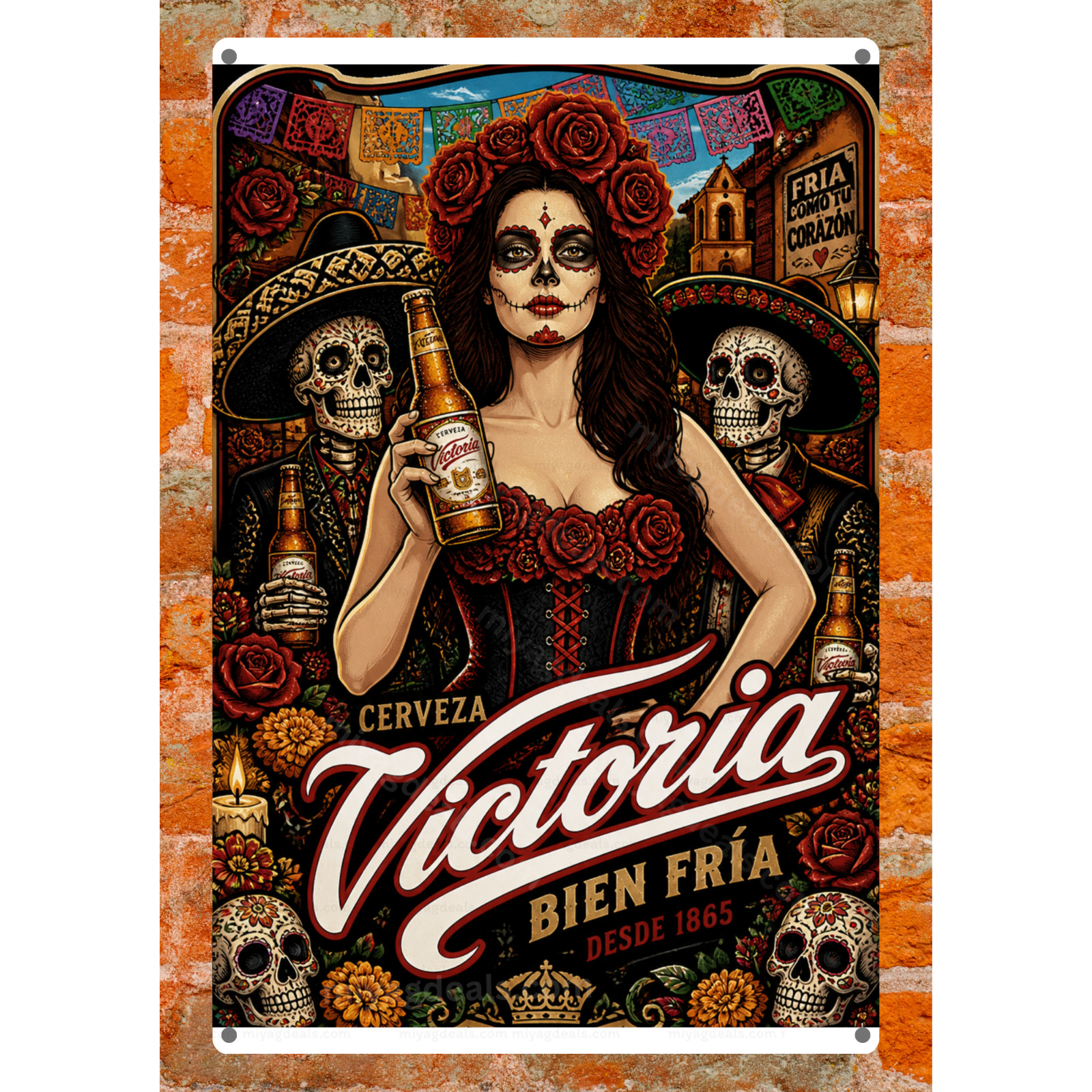 12” Victoria Mexican Beer Cerveza Metal Poster Sign Man Cave Wall Decor Read D